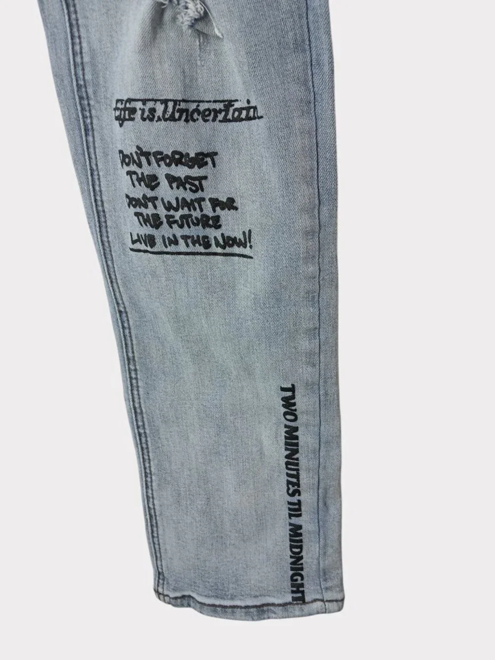 Ninth Hall Rogue Mens Printed Light Aged Skinny Jeans Size 32 Distressed Graphic